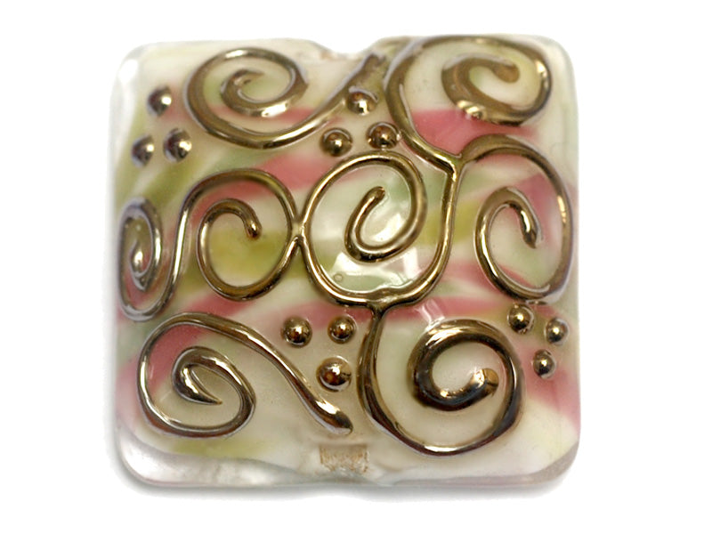 11812804 D - Light Pink w/Metal Stringer Pillow Focal Bead