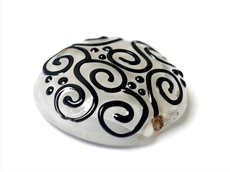 11813102 - Black & White Lentil Focal Bead