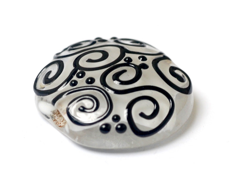 11813102 - Black & White Lentil Focal Bead