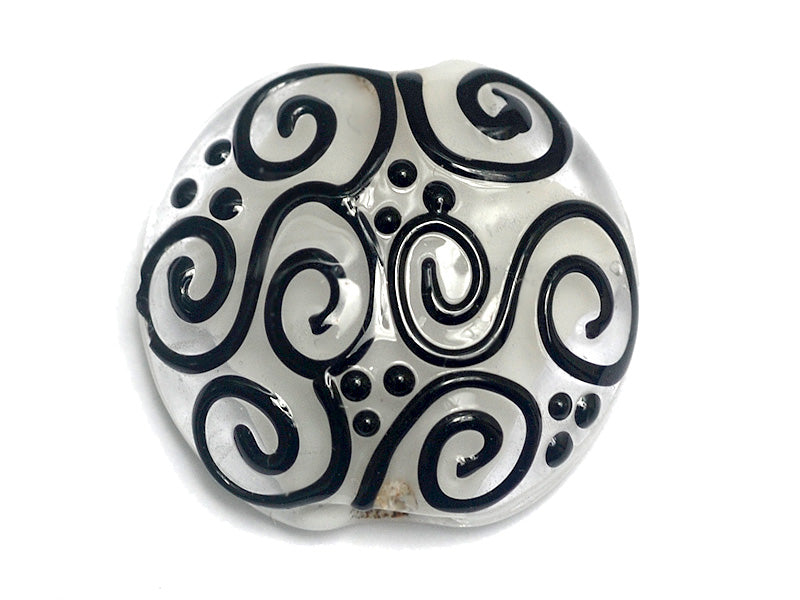 11813102 - Black & White Lentil Focal Bead