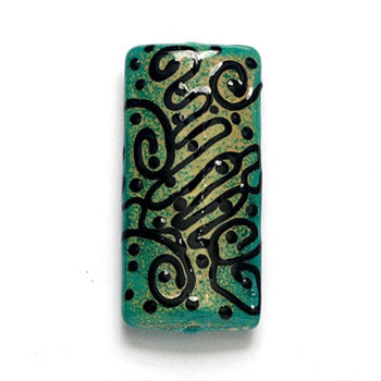 11813303 - Green w/Beige Powder Kalera Focal Bead