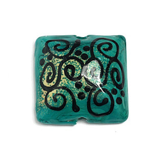 11813304 - Green w/Beige Powder Pillow Focal Bead