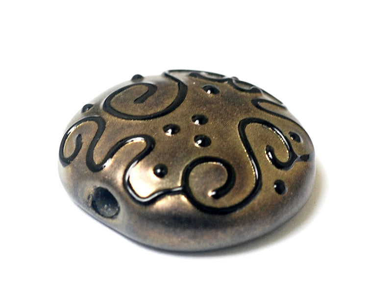 11813402 - Golden Pearl Surface w/Black Lentil Focal Bead