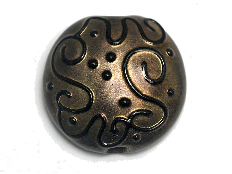 11813402 - Golden Pearl Surface w/Black Lentil Focal Bead