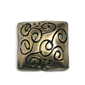 11813404 - Golden Pearl Surface w/Black Pillow Focal Bead