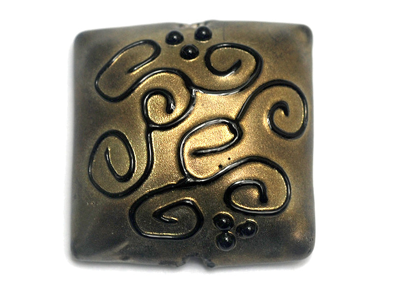 11813404 - Golden Pearl Surface w/Black Pillow Focal Bead