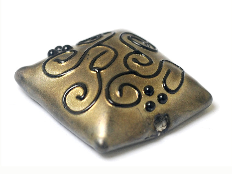 11813404 - Golden Pearl Surface w/Black Pillow Focal Bead