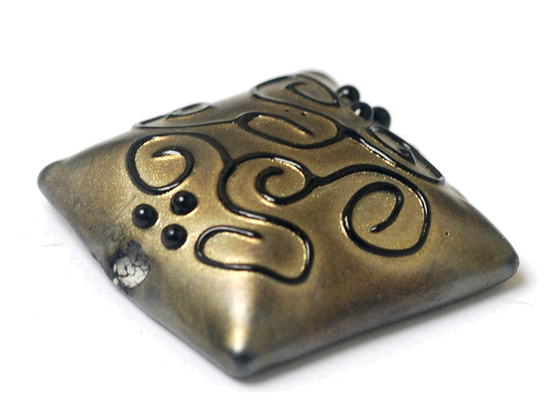 11813404 - Golden Pearl Surface w/Black Pillow Focal Bead