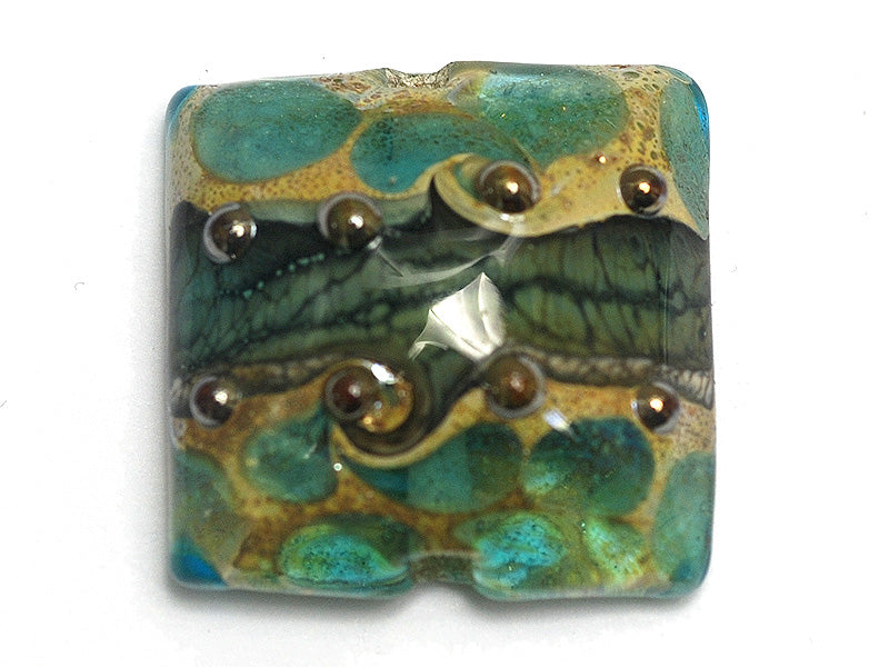 11813804 - Ocean Blue w/Silver Foil Pillow Focal Bead
