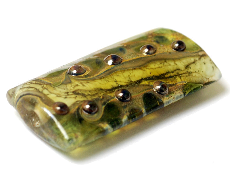 11813903 - Green w/Silver Foil Kalera Focal Bead