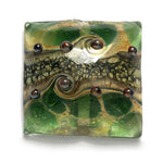 11813904 - Green w/Silver Foil Pillow Focal Bead