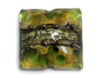 11813904 - Green w/Silver Foil Pillow Focal Bead