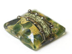 11813904 - Green w/Silver Foil Pillow Focal Bead