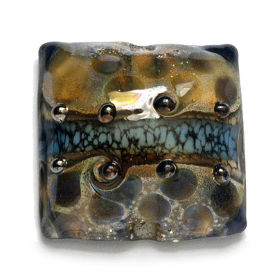 11814104 - Blue Gray w/Silver Foil Pillow Focal Bead
