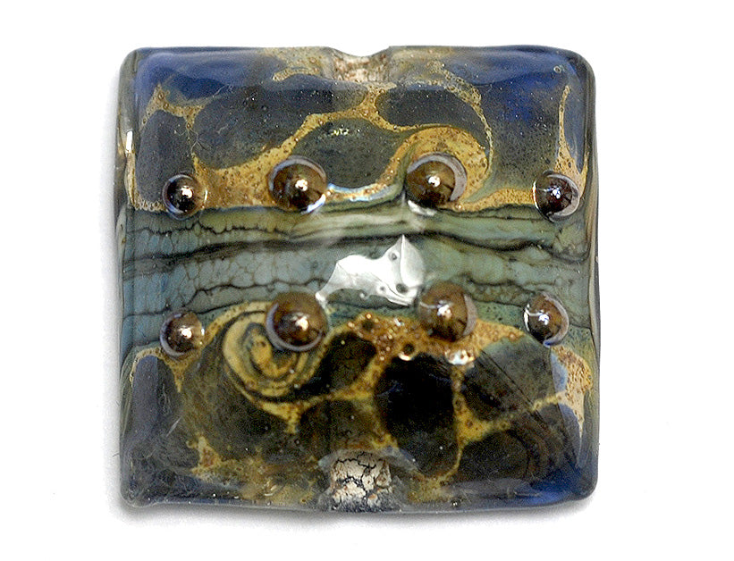 11814104 - Blue Gray w/Silver Foil Pillow Focal Bead