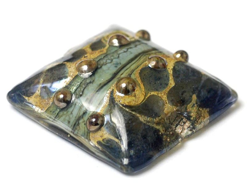 11814104 - Blue Gray w/Silver Foil Pillow Focal Bead