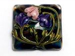 11814804 - Light Pink w/Purple Floral Pillow Focal Bead