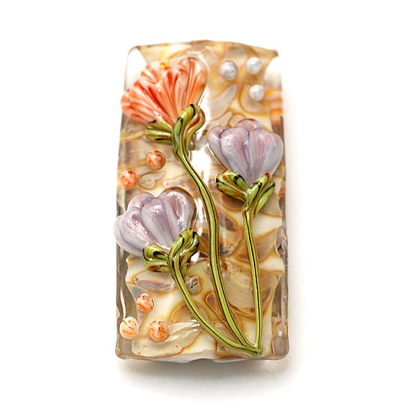 11815003 - Light Pink w/Purple Floral Kalera Focal Bead