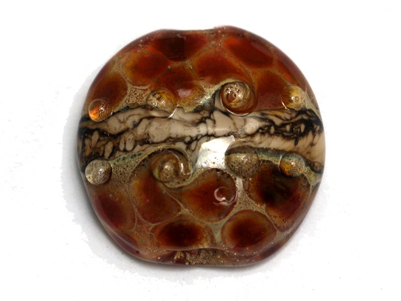 11815102 - Transparent Red w/Silver Foil Lentil Focal Bead