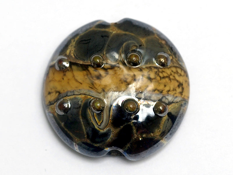 11815202 - Black w/Yellow Silver Foil Lentil Focal Bead