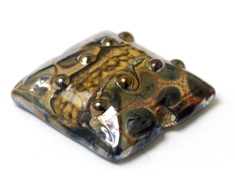 11815204 - Black w/Yellow Silver Foil Pillow Focal Bead