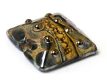 11815204 - Black w/Yellow Silver Foil Pillow Focal Bead