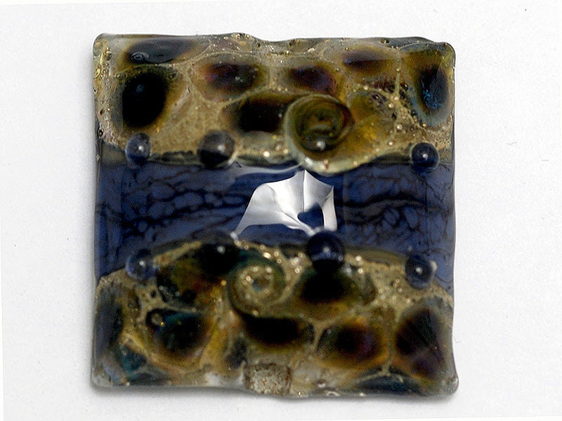 11815304 - Black w/Ink Blue Silver Pillow Focal Bead