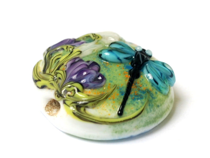 11816602 - Blue Dragonfly w/Purple Flora Lentil Focal Bead