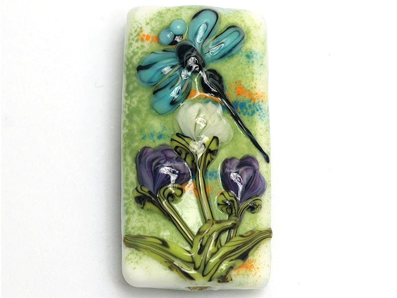 11816603 - Blue Dragonfly w/Purple Flora Kalera Focal Bead