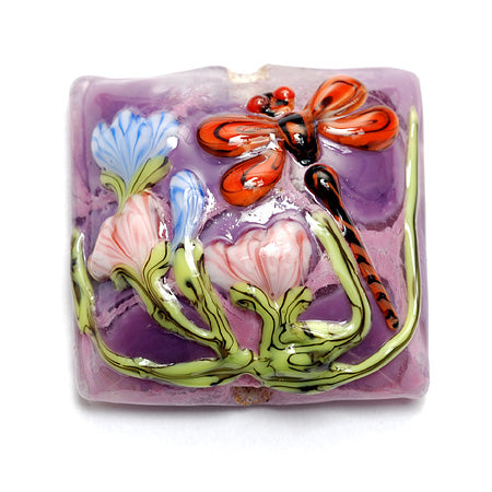 11816704 - Red Dragonfly/Violet Garden Pillow Focal Bead