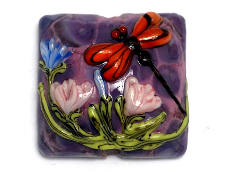11816704 - Red Dragonfly/Violet Garden Pillow Focal Bead