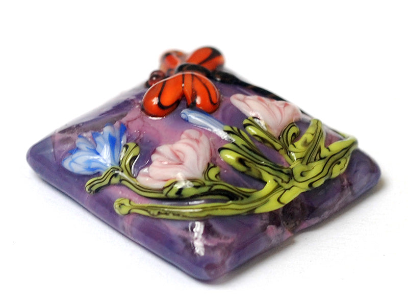 11816704 - Red Dragonfly/Violet Garden Pillow Focal Bead