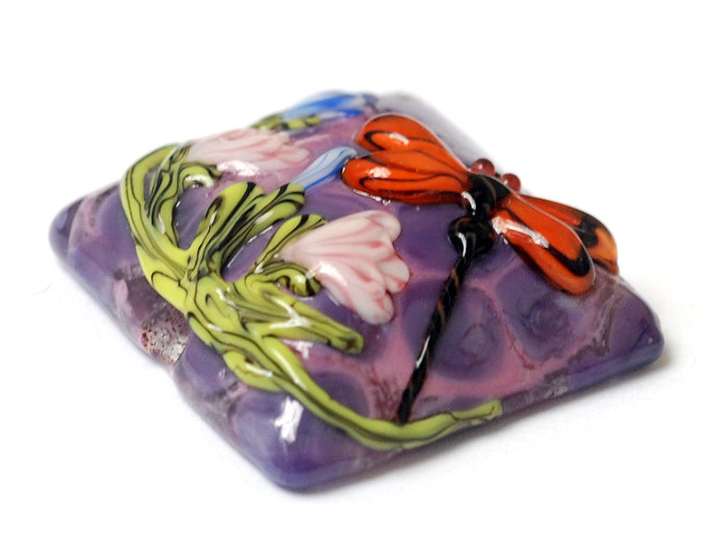11816704 - Red Dragonfly/Violet Garden Pillow Focal Bead