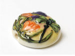 11816802 - Green Dragonfly w/Orange Flora Lentil Focal Bead