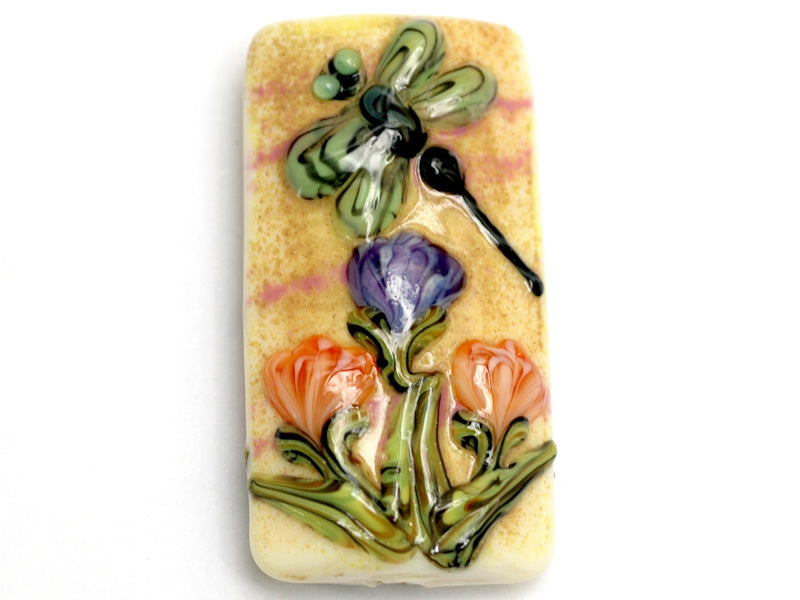 11816803 - Green Dragonfly w/Orange Flora Kalera Focal Bead