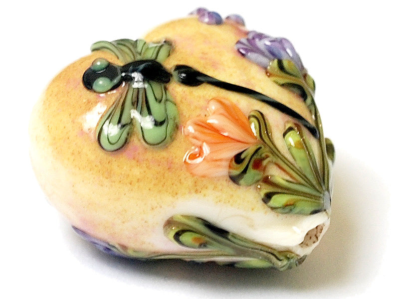11816825 - Green Dragonfly w/Orange Flora Heart (Large)