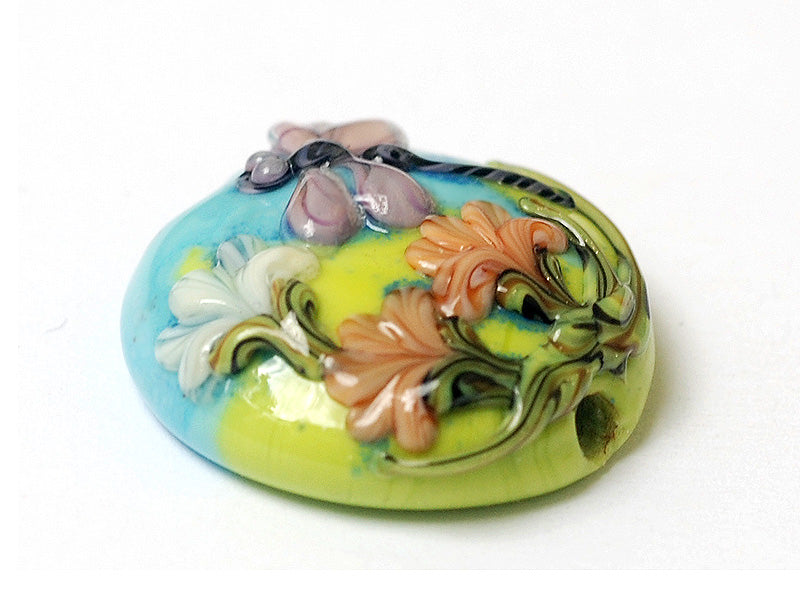 11816902 - Purple Dragonfly w/Orange Flora Lentil Focal Bead