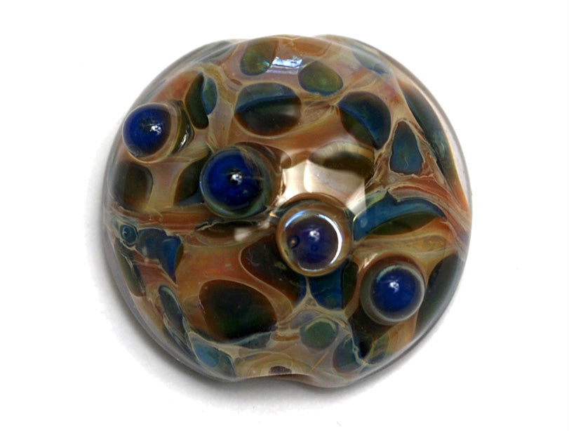 11817702 - Blue & Orange Lentil Focal Bead