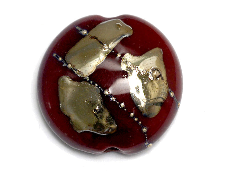 11818302 - Regal Red Metallic Lentil Focal Bead