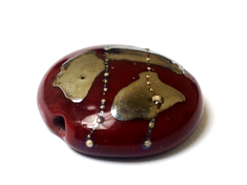 11818302 - Regal Red Metallic Lentil Focal Bead