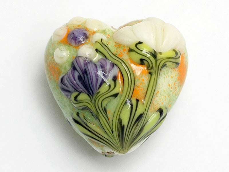 11819105 - Green w/White & Purple Flora Heart