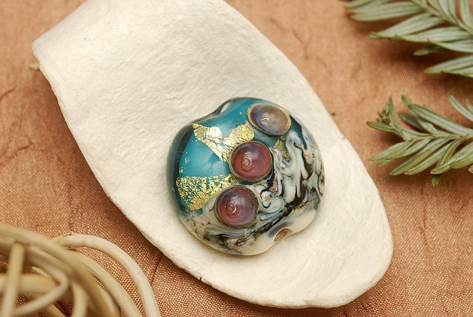 11819302 - Teal Treasure Lentil Focal Bead