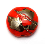 11819502 - Electric Orange Metallic Lentil Focal Bead