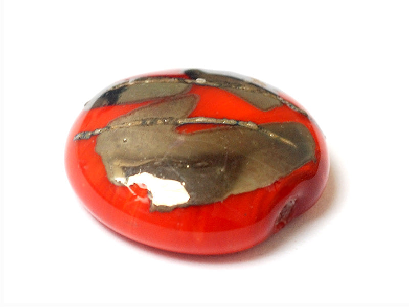 11819502 - Electric Orange Metallic Lentil Focal Bead