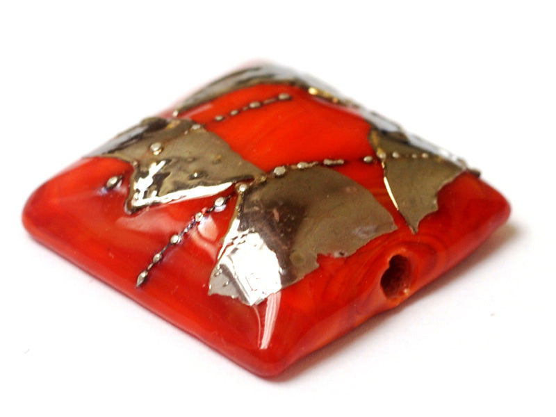 11819504 - Electric Orange Metallic Pillow Focal Bead