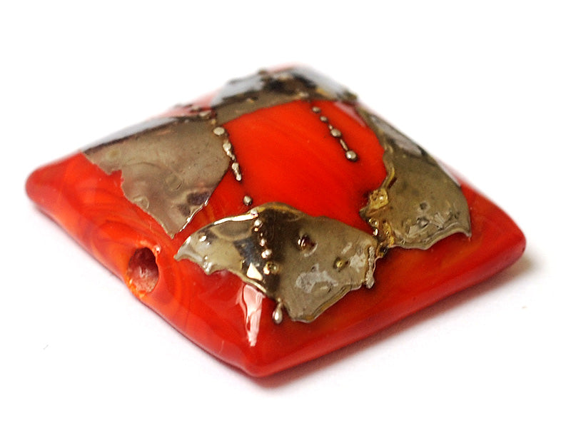11819504 - Electric Orange Metallic Pillow Focal Bead