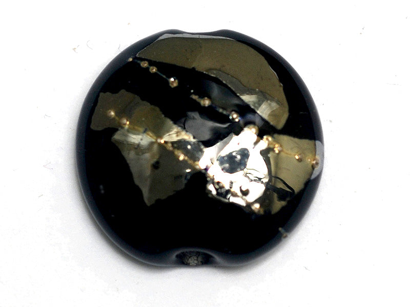11819602 - Elegant Black Metallic Lentil Focal Bead