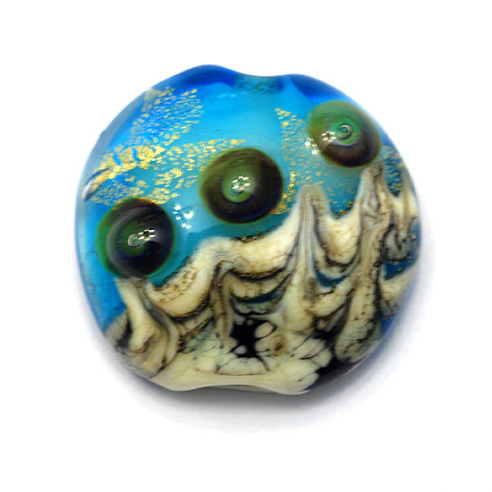 11819802 - Aqua Treasure Lentil Focal Bead