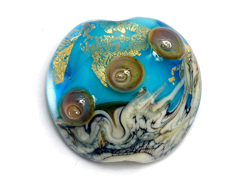 11819802 - Aqua Treasure Lentil Focal Bead