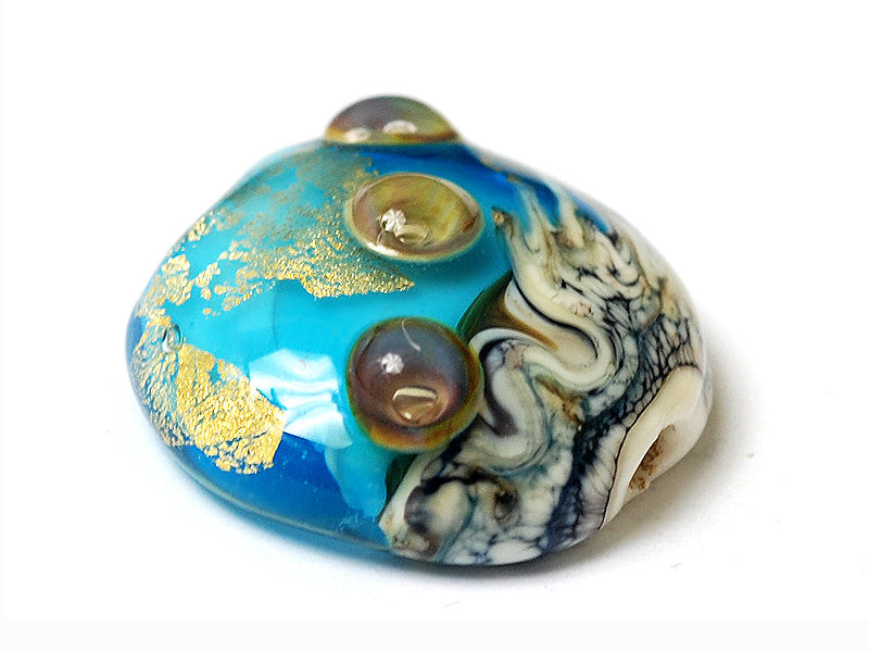 11819802 - Aqua Treasure Lentil Focal Bead